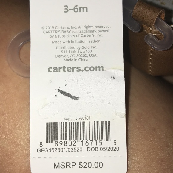 CARTER’S Baby Girl 3-6m Brwn Dress Shoe-Butterfly - Picture 11 of 12